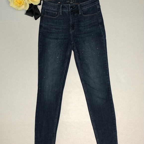 ⭐️NEW⭐️SPARKLES ✨White House Black Market (WHBM) The Skinny Ankle Blue Jeans - Picture 4 of 11